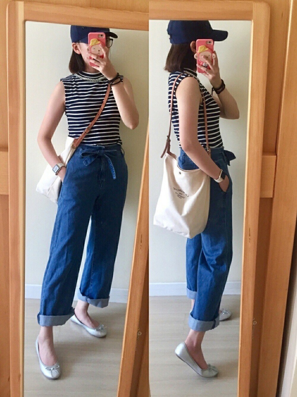 「夏、summer、シンプルコーデ、カジュアル、ootd、カジュアルコーデ、暑い」｜「GAPのアイテム（デニムパンツ、ブルー系）」を使った、Kirima♡さん（レディース・166cm）の夏コーディネートの1枚目の写真