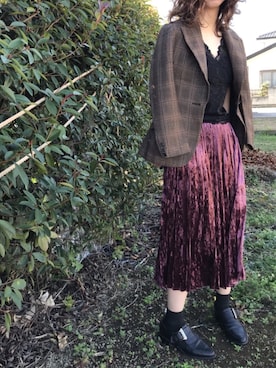 「AS KNOW AS PINKY（アズノゥアズピンキー）のアイテム（ローファー）」を使った、kaoriiiさん（レディース・165cm）の冬コーディネート
