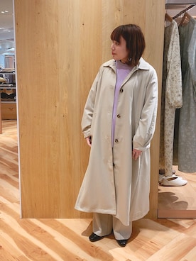 「Samansa Mos2 blue（サマンサモスモスブルー）のアイテム（ステンカラーコート）」を使った、yunaさん（レディース・150cm）の冬コーディネート