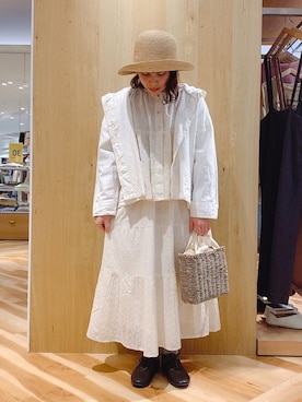 「麦わら帽子」｜「アイテム（その他アウター）」を使った、yunaさん（レディース・150cm）の春コーディネート