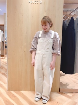 「チョコ色に染まれ」｜「アイテム（サロペット/オーバーオール）」を使った、yunaさん（レディース・150cm）の冬コーディネート