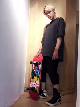 「IMMENSE（イメンス）のアイテム」を使った、Raven Yuさん（メンズ・175cm）の夏コーディネート
