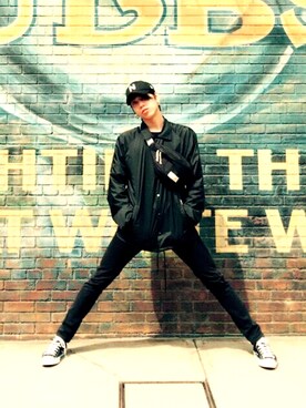 「HUF（ハフ）のアイテム（その他アウター）」を使った、らいさん（メンズ・177cm）の春コーディネート