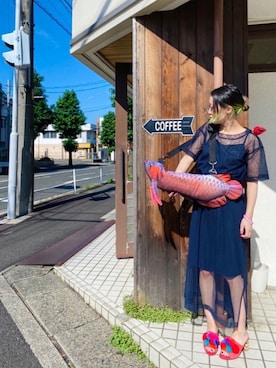 「kaene（カエン）のアイテム」を使った、kaoriBROWNさん（レディース・157cm）の夏コーディネート