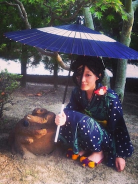 「傘」｜「アイテム（その他）」を使った、kaoriBROWNさん（レディース・157cm）の夏コーディネート