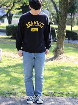 「Gramicci（グラミチ）のアイテム（スウェット）」を使った、m19960912tさん（メンズ・175cm）の冬コーディネート