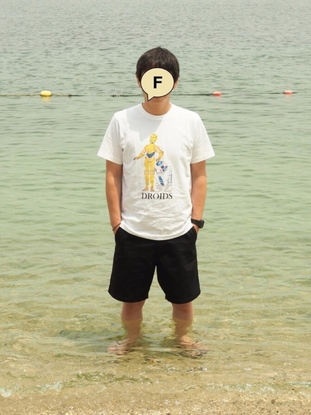 「UNIQLO、UT、STAR WARS、高橋盾、supreme、converse、N.HOOLYWOOD、CASIO、JAM HOME MADE、夏だ！Tシャツ着よう！」｜「UNIQLOのアイテム（Tシャツ/カットソー、ホワイト系）」を使った、Fさん（メンズ・169cm）の夏コーディネートの1枚目の写真