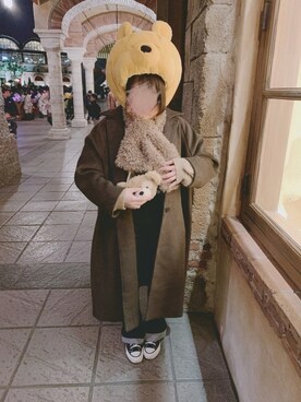 「Libra Cue（リブラ キュー）のアイテム（ステンカラーコート）」を使った、あちゃこさん（レディース・155cm）の冬コーディネート