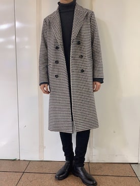 「PUBLIC TOKYO（パブリックトウキョウ）のアイテム（チェスターコート）」を使った、MyTさん（メンズ・177cm）の冬コーディネート