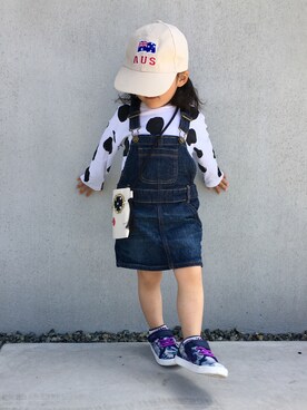 「ブルー」｜「アイテム（オールインワン・サロペット）」を使った、さゃさん（キッズ・90cm）の夏コーディネート