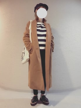 「DHOLIC（ディーホリック）のアイテム（チェスターコート）」を使った、chikuwaさん（レディース・163cm）の冬コーディネート