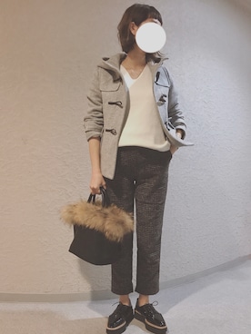 「グレンチェック」｜「アイテム（ダッフルコート）」を使った、chikuwaさん（レディース・163cm）の冬コーディネート