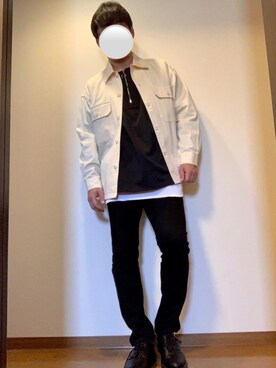 「ブラック×ホワイト」｜「アイテム（スウェット）」を使った、DAiさん（メンズ・172cm）の春コーディネート