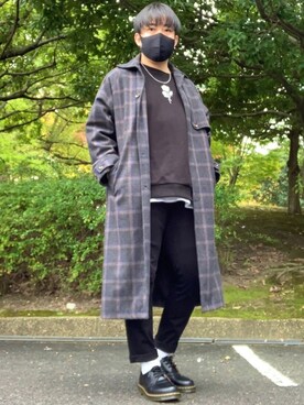 「CASPER JOHN（キャスパージョン）のアイテム（ステンカラーコート）」を使った、DAiさん（メンズ・172cm）の秋コーディネート