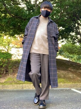 「CASPER JOHN（キャスパージョン）のアイテム（ステンカラーコート）」を使った、DAiさん（メンズ・172cm）の冬コーディネート