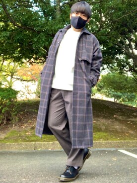 「CASPER JOHN（キャスパージョン）のアイテム（ステンカラーコート）」を使った、DAiさん（メンズ・172cm）の冬コーディネート