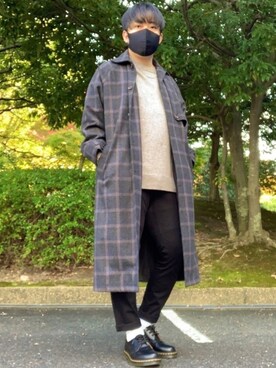 「CASPER JOHN（キャスパージョン）のアイテム（ステンカラーコート）」を使った、DAiさん（メンズ・172cm）の冬コーディネート