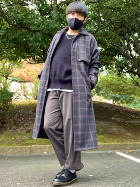 「CASPER JOHN（キャスパージョン）のアイテム（ステンカラーコート）」を使った、DAiさん（メンズ・172cm）の冬コーディネート