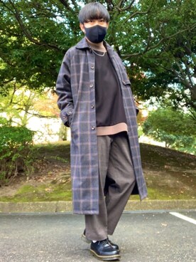 「CASPER JOHN（キャスパージョン）のアイテム（ステンカラーコート）」を使った、DAiさん（メンズ・172cm）の冬コーディネート