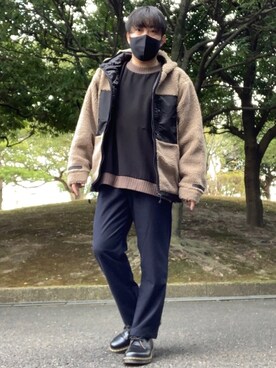 「DOOPZ（ドープス）のアイテム（スラックス）」を使った、DAiさん（メンズ・172cm）の冬コーディネート