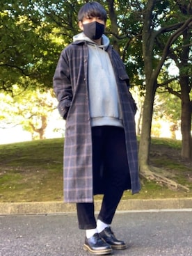 「CASPER JOHN（キャスパージョン）のアイテム（ステンカラーコート）」を使った、DAiさん（メンズ・172cm）の冬コーディネート