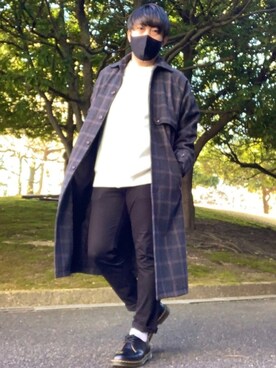 「CASPER JOHN（キャスパージョン）のアイテム（ステンカラーコート）」を使った、DAiさん（メンズ・172cm）の冬コーディネート