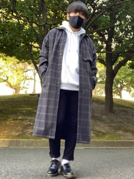 「CASPER JOHN（キャスパージョン）のアイテム（ステンカラーコート）」を使った、DAiさん（メンズ・172cm）の冬コーディネート