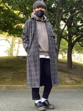 「CASPER JOHN（キャスパージョン）のアイテム（ステンカラーコート）」を使った、DAiさん（メンズ・172cm）の冬コーディネート