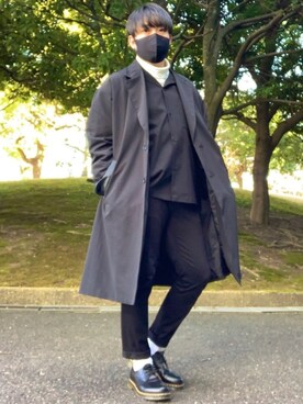 「春めきシューズ」｜「アイテム（チェスターコート）」を使った、DAiさん（メンズ・172cm）の春コーディネート
