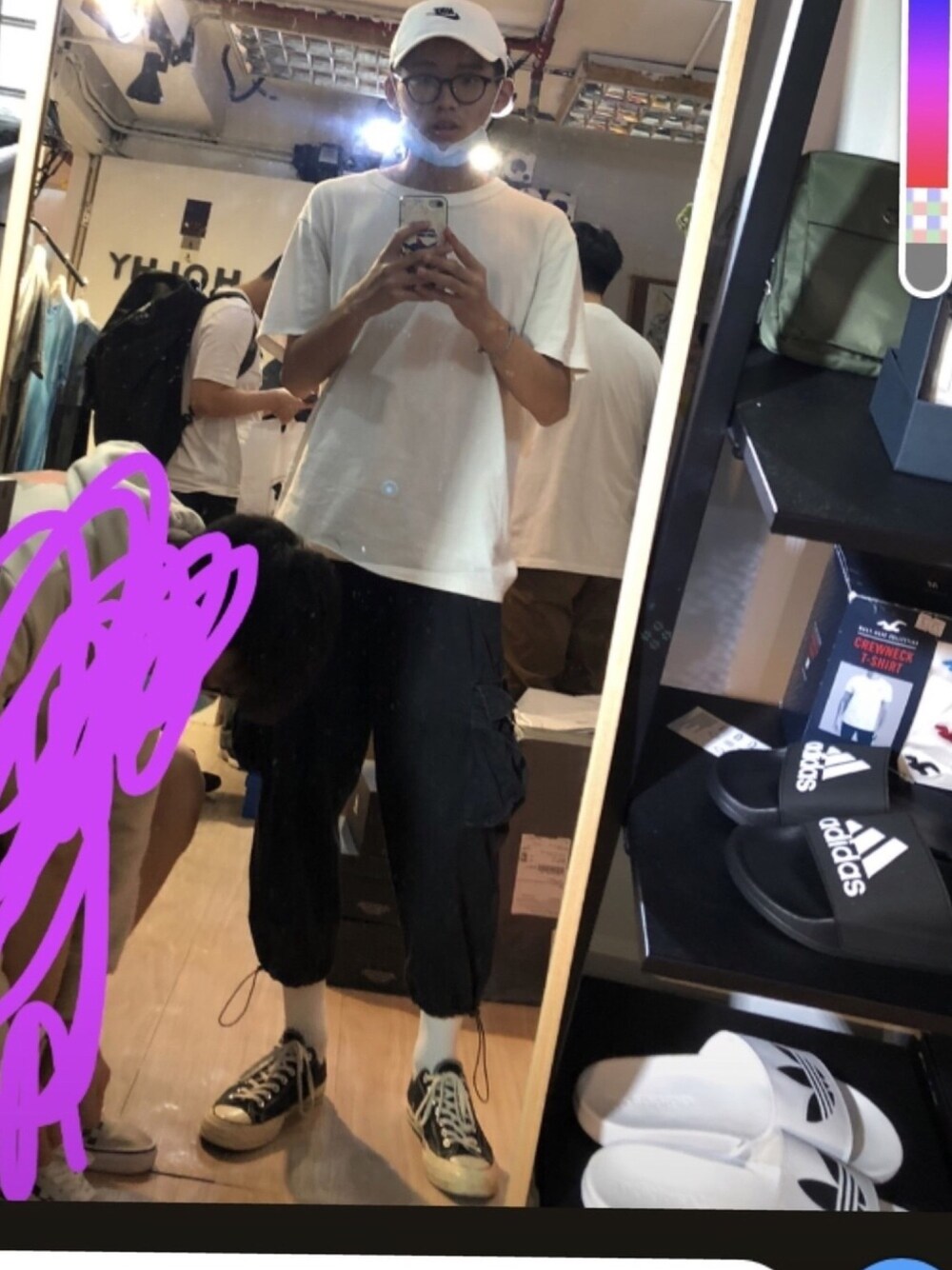 「NIKEのアイテム（帽子、ホワイト系）」を使った、Kaheiiiiiiさん（メンズ・175cm）の春コーディネートの1枚目の写真