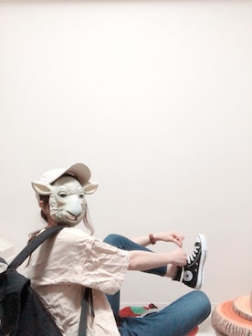「moz（モズ）のアイテム（帽子）」を使った、𝕄𝕠𝕟𝕚𝕔𝕒𓃲さん（レディース・158cm）の春コーディネート