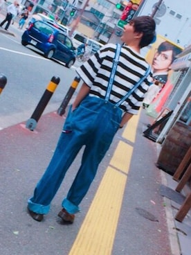 「tommy jeans（トミー ジーンズ）のアイテム（オールインワン・サロペット）」を使った、つむちゃんのパパさん（メンズ・169cm）の春コーディネート