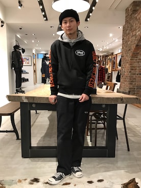「ストリートカジュアル」｜「アイテム（ジャージ）」を使った、Satsuma Gotoさん（メンズ・169cm）の冬コーディネート