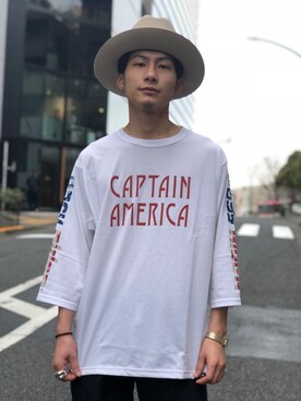 Schott ショット Qst Captain America キャプテン アメリカ 7分丈ｔシャツを使ったメンズ人気ファッションコーディネート Wear
