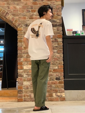 「schott（ショット）のSchott/ショット/ARMY FATIGUE PANTS/アーミー ファティーグ パンツ（その他パンツ）」を使った、Satsuma Gotoさん（メンズ・169cm）の夏コーディネート
