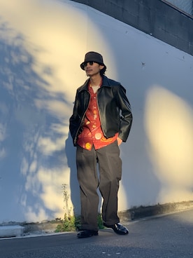 「schott（ショット）のSchott/ショット/HAWAIIAN SHIRT PLANET/ハワイアンシャツ プラネット（シャツ/ブラウス）」を使った、Satsuma Gotoさん（メンズ・169cm）の春コーディネート