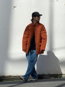 「schott（ショット）のアイテム（ステンカラーコート）」を使った、Satsuma Gotoさん（メンズ・169cm）の秋コーディネート