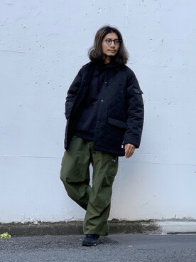 「schott（ショット）のアイテム（ステンカラーコート）」を使った、Satsuma Gotoさん（メンズ・169cm）の秋コーディネート