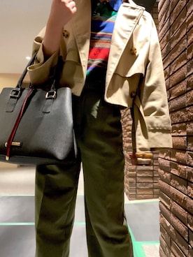 「Polo Ralph Lauren」｜「アイテム（トレンチコート）」を使った、Omochiさん（レディース・156cm）の秋コーディネート