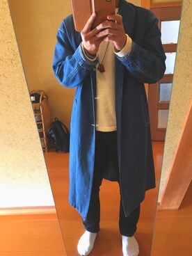「BEN DAVIS（ベンデイビス）のアイテム（チェスターコート）」を使った、KIYOTOさん（メンズ・167cm）の冬コーディネート