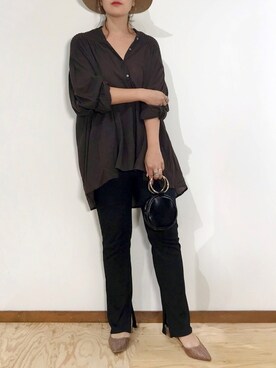 「秋のブラウンスタイル」｜「アイテム（アクセサリー）」を使った、namiheyさん（レディース・163cm）の秋コーディネート