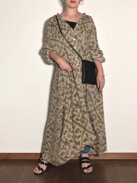 「秋のブラウンスタイル」｜「アイテム（シャツワンピース）」を使った、namiheyさん（レディース・163cm）の秋コーディネート