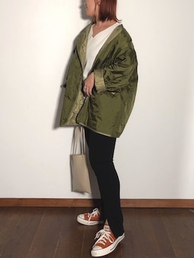 「やっぱりストリートが好き」｜「アイテム（ノーカラージャケット）」を使った、namiheyさん（レディース・163cm）の秋コーディネート