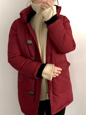 「select MOCA（セレクトモカ）のリンキングオーバーサイズタートルニット（ニット/セーター）」を使った、namiheyさん（レディース・163cm）の冬コーディネート