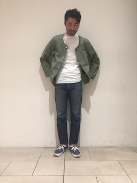 「アイテム（ミリタリージャケット）」を使った、ikezawaさん（メンズ・180cm・30代）の春コーディネート