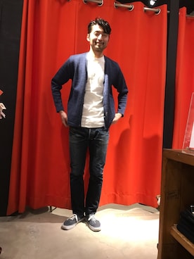 「アイテム（カーディガン/ボレロ）」を使った、ikezawaさん（メンズ・180cm・30代）の春コーディネート