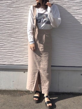 「消えそうな色コーデ」｜「アイテム（オールインワン・サロペット）」を使った、suuko15さん（レディース・163cm）の秋コーディネート