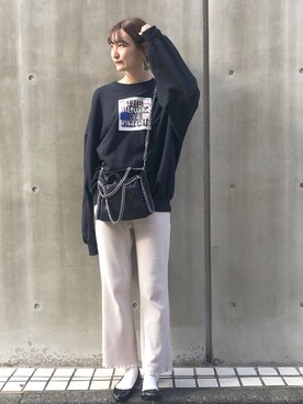 「BlackEyePatch（ブラックアイパッチ）のアイテム（スウェット）」を使った、suuko15さん（レディース・163cm）の秋コーディネート