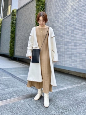 「パイピングコート」｜「アイテム（アクセサリー）」を使った、shokoさん（レディース・157cm）の春コーディネート