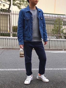 「グラニフ」｜「アイテム（スウェット）」を使った、たさん（メンズ・160cm）の春コーディネート